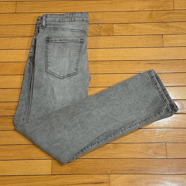 Lazer Men's Gray Distressed Slim Fit Denim Jeans with Side Slits straight fit 