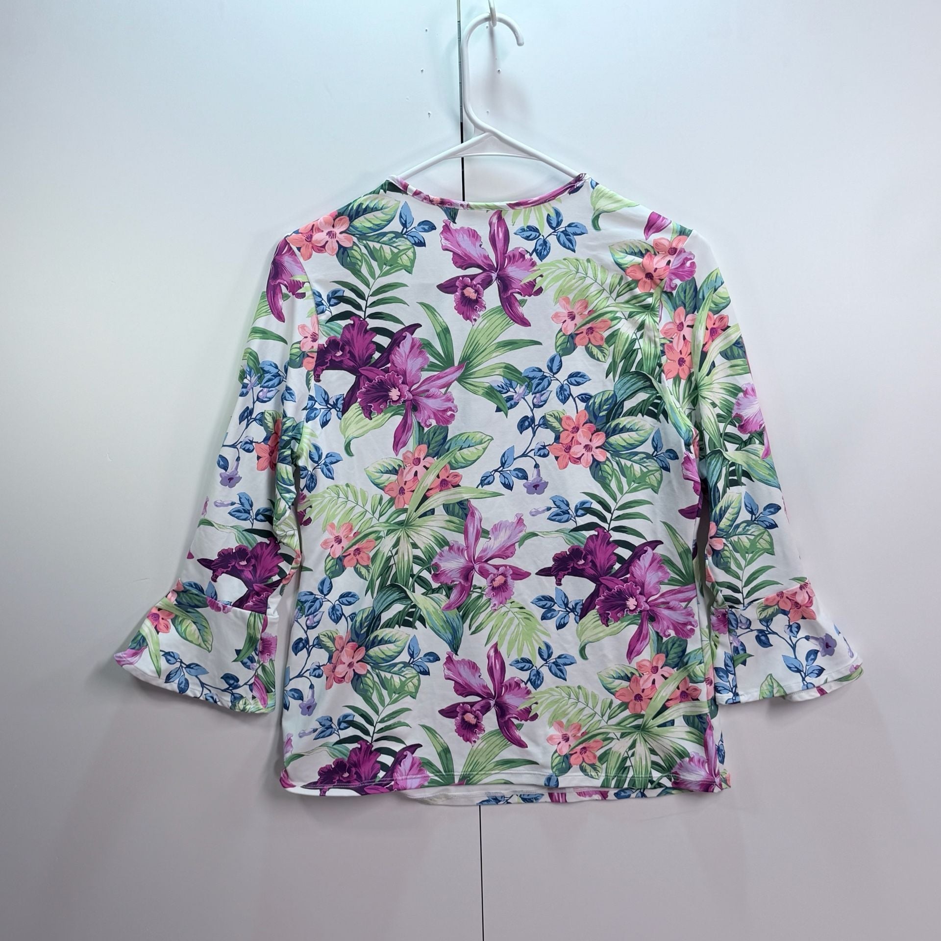 Tommy Bahama Floral 3/4 Bell Sleeve Half Zip Rash Guard Top 3