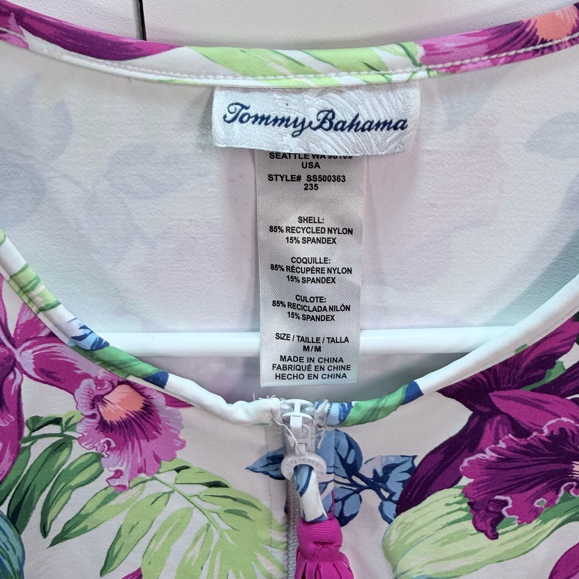 Tommy Bahama Floral 3/4 Bell Sleeve Half Zip Rash Guard Top 4