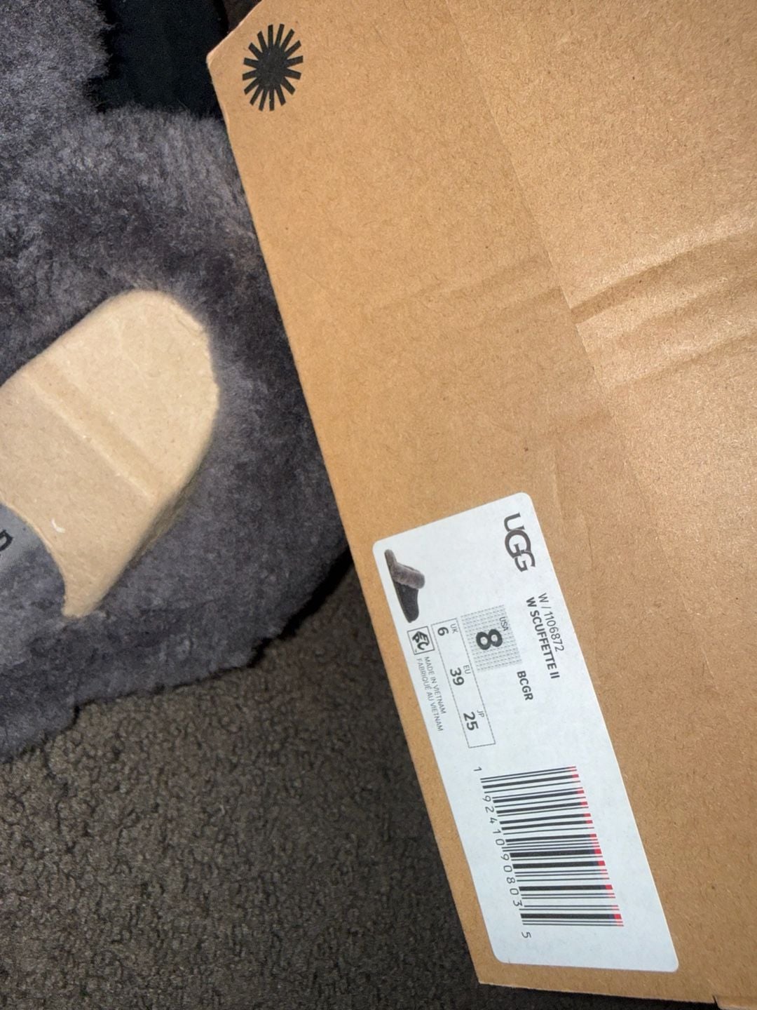 UGG Women’s Scuffette II Suede Slippers Black/Grey size 8 4