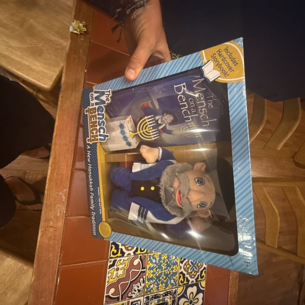 The Mensch on a Bench Hanukkah Family Tradition Plush Doll and Hardcover Book Set