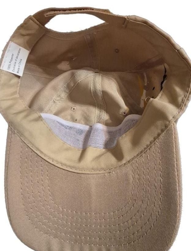Custom Hand-Painted Khaki Baseball Cap with Puerto Rican Flag Detail 4