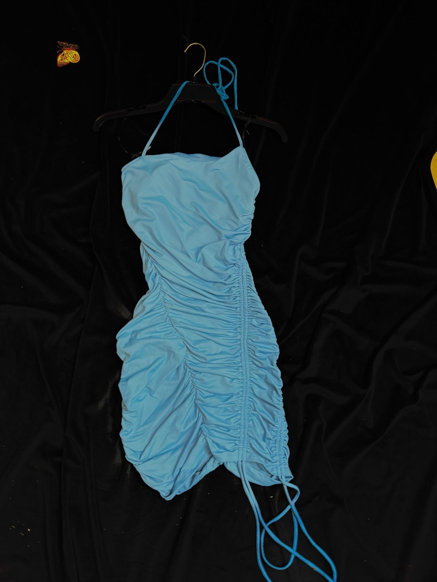 Forever 21 Light Blue Ruched Halter Bodycon Mini Dress 2