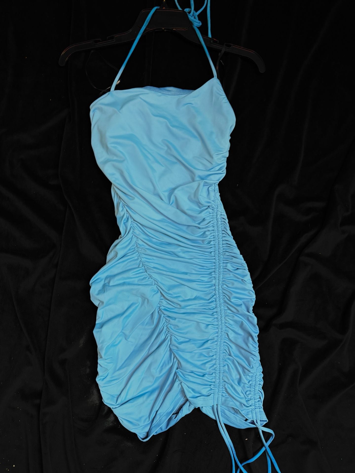 Forever 21 Light Blue Ruched Halter Bodycon Mini Dress 3