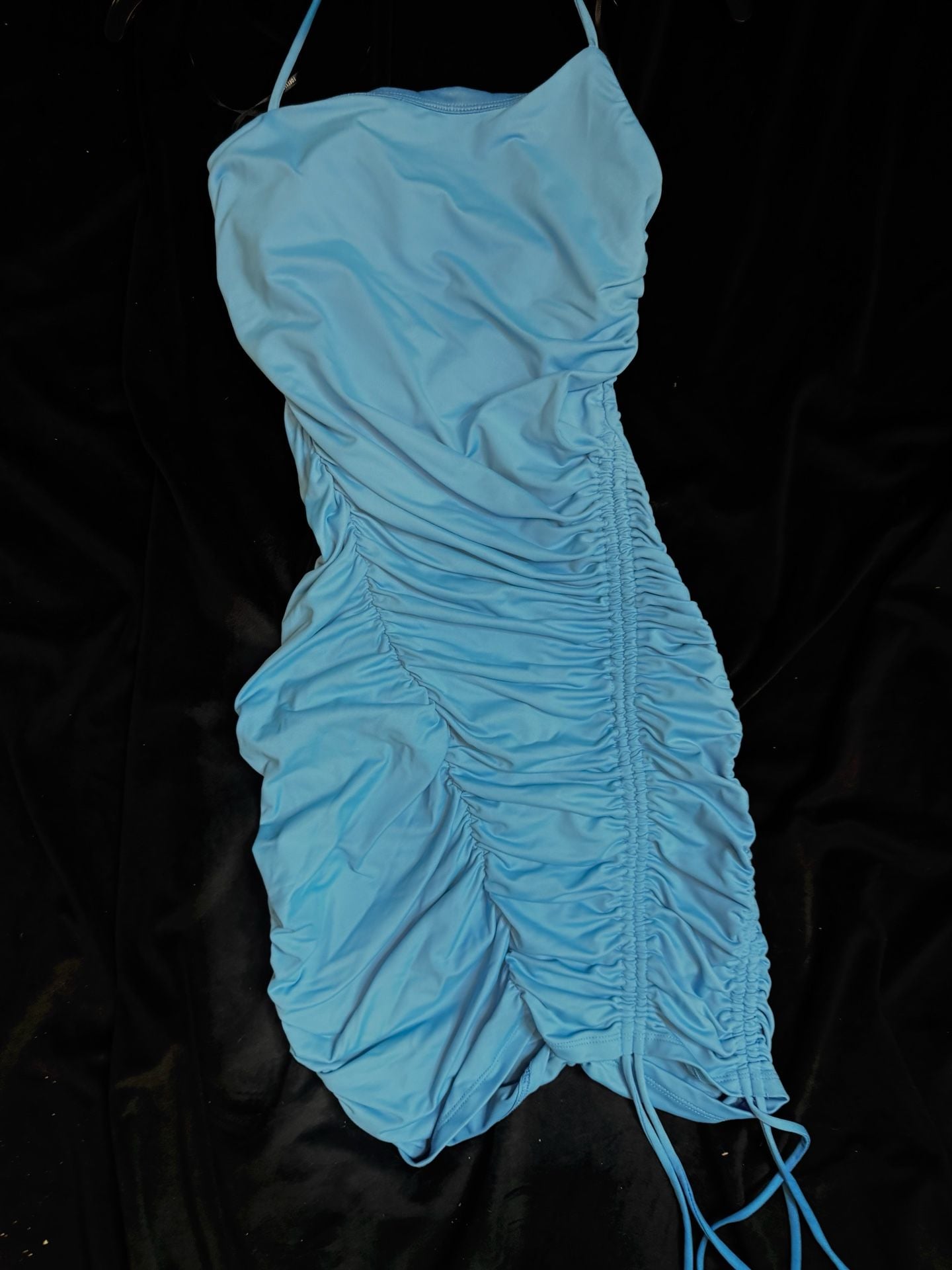 Forever 21 Light Blue Ruched Halter Bodycon Mini Dress 5