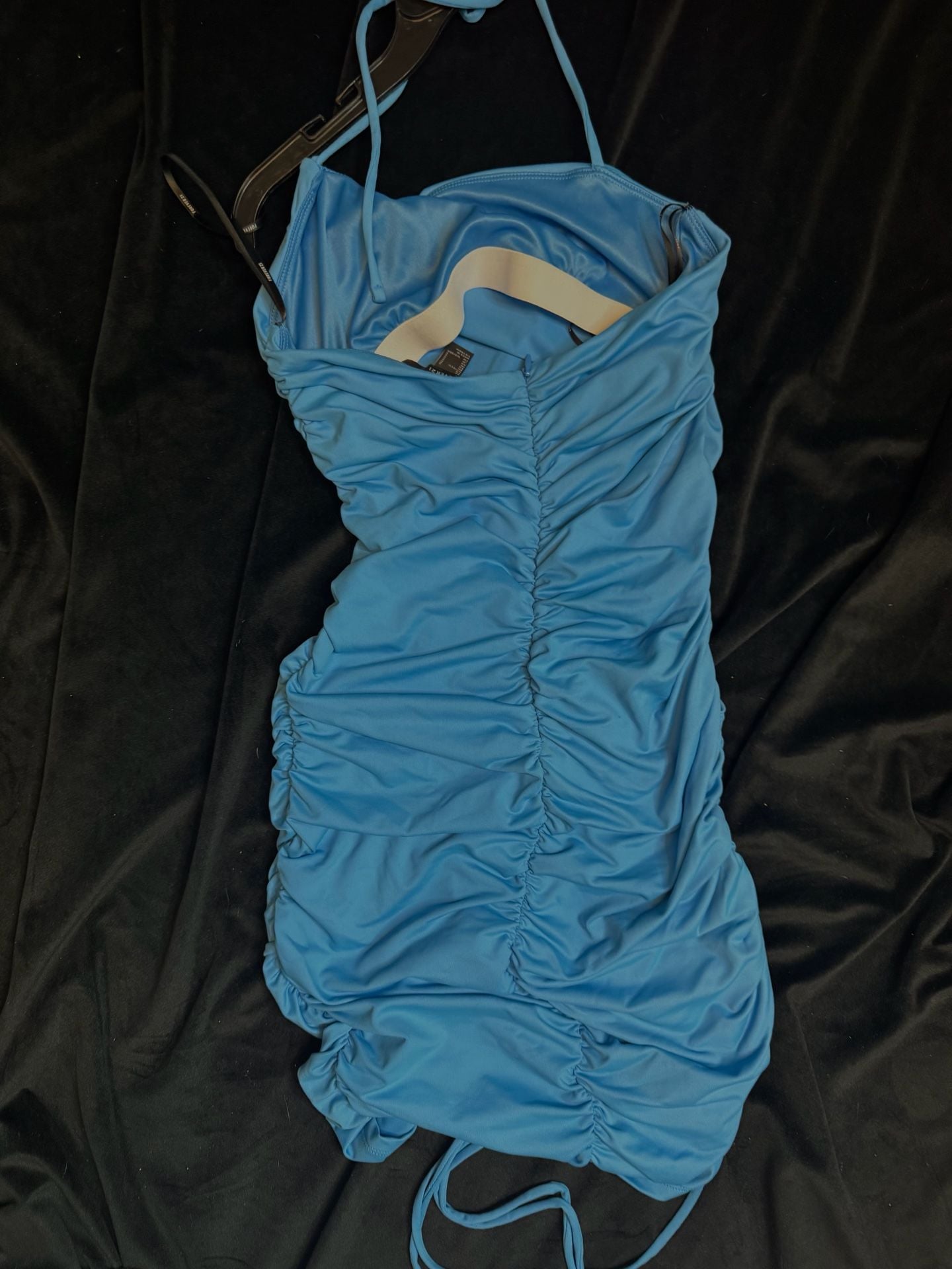 Forever 21 Light Blue Ruched Halter Bodycon Mini Dress 7