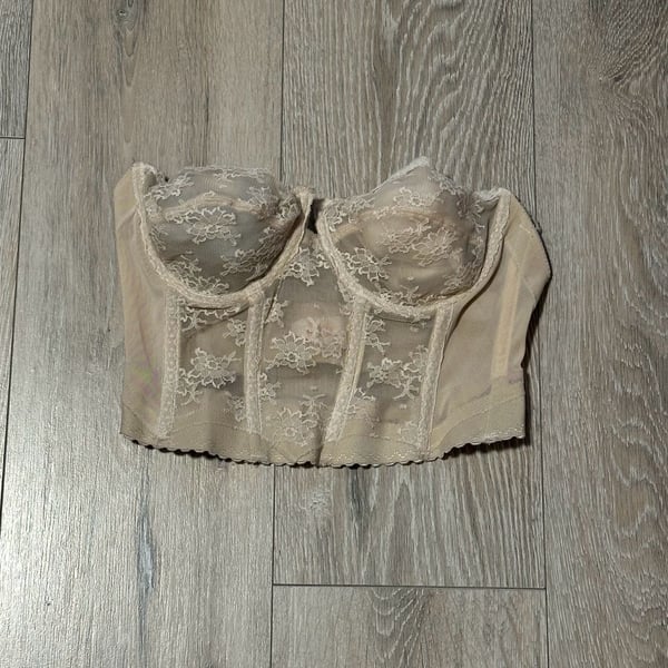 Vintage Backless by Young Smoothie Lace Strapless Bustier Corset, Size 36C