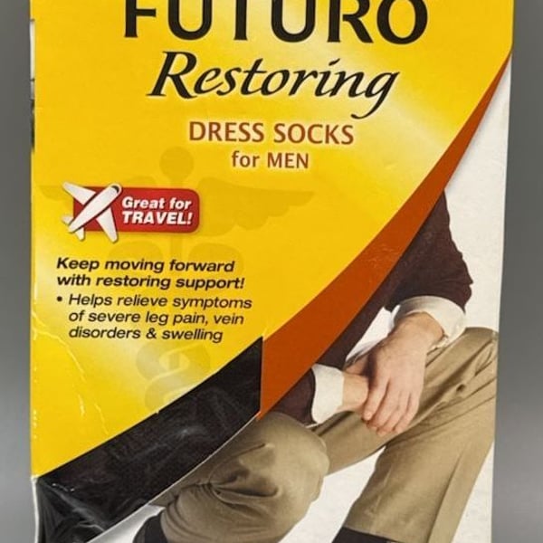 Futuro Mens Dress Socks Firm Compression 20-30 mmHg Medium RARE Brown 71035 HTF