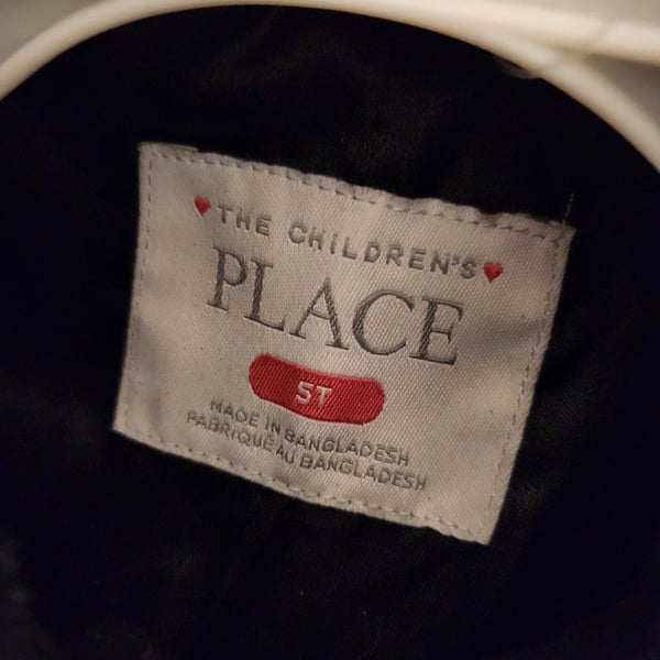 The Children's Place Girls Black Faux Fur Collar Coat, Size 5T