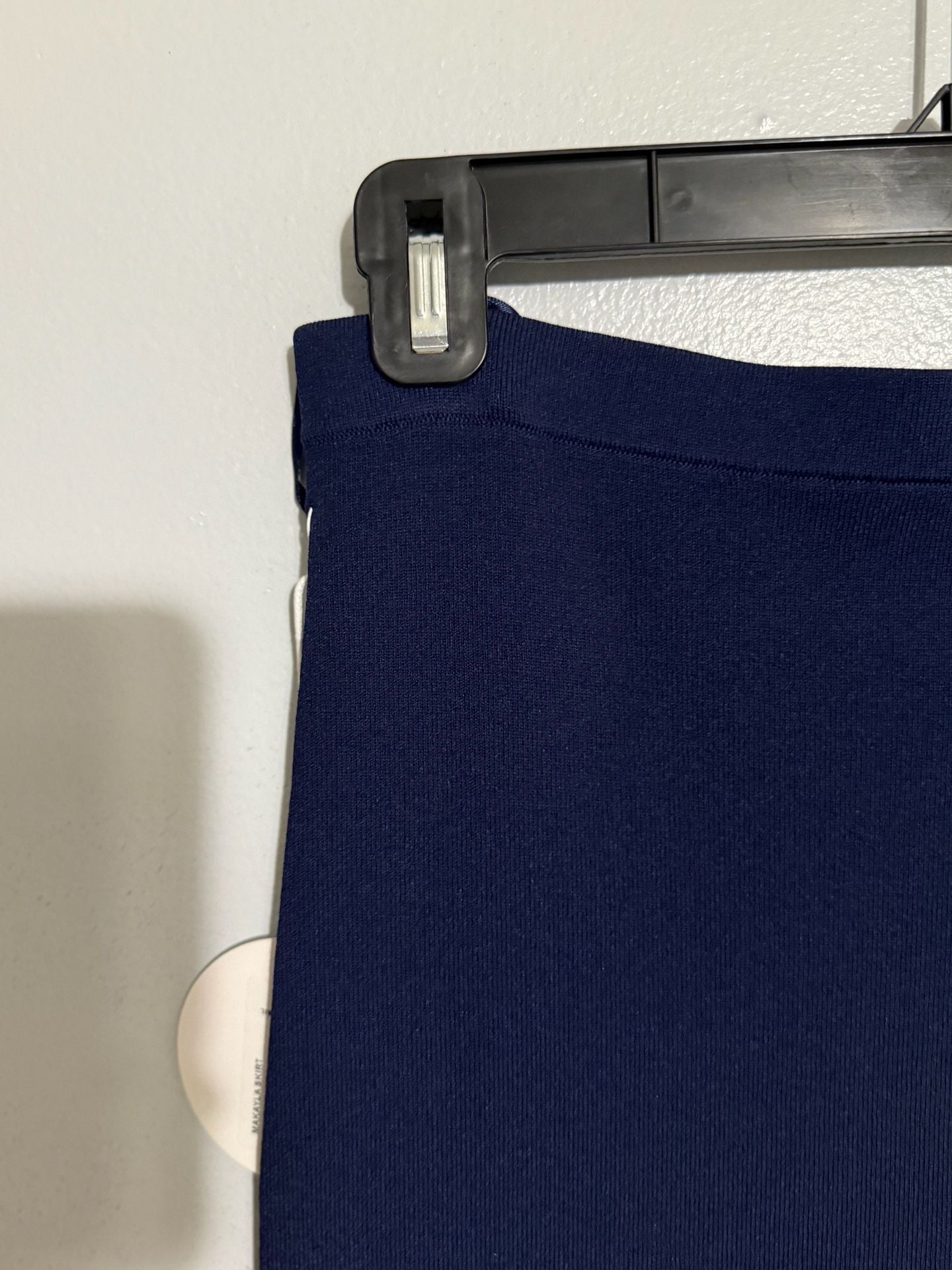 STAUD Makayla Shell and Ostrich Feather Embellished Ribbed-Knit Midi Skirt in Navy 4