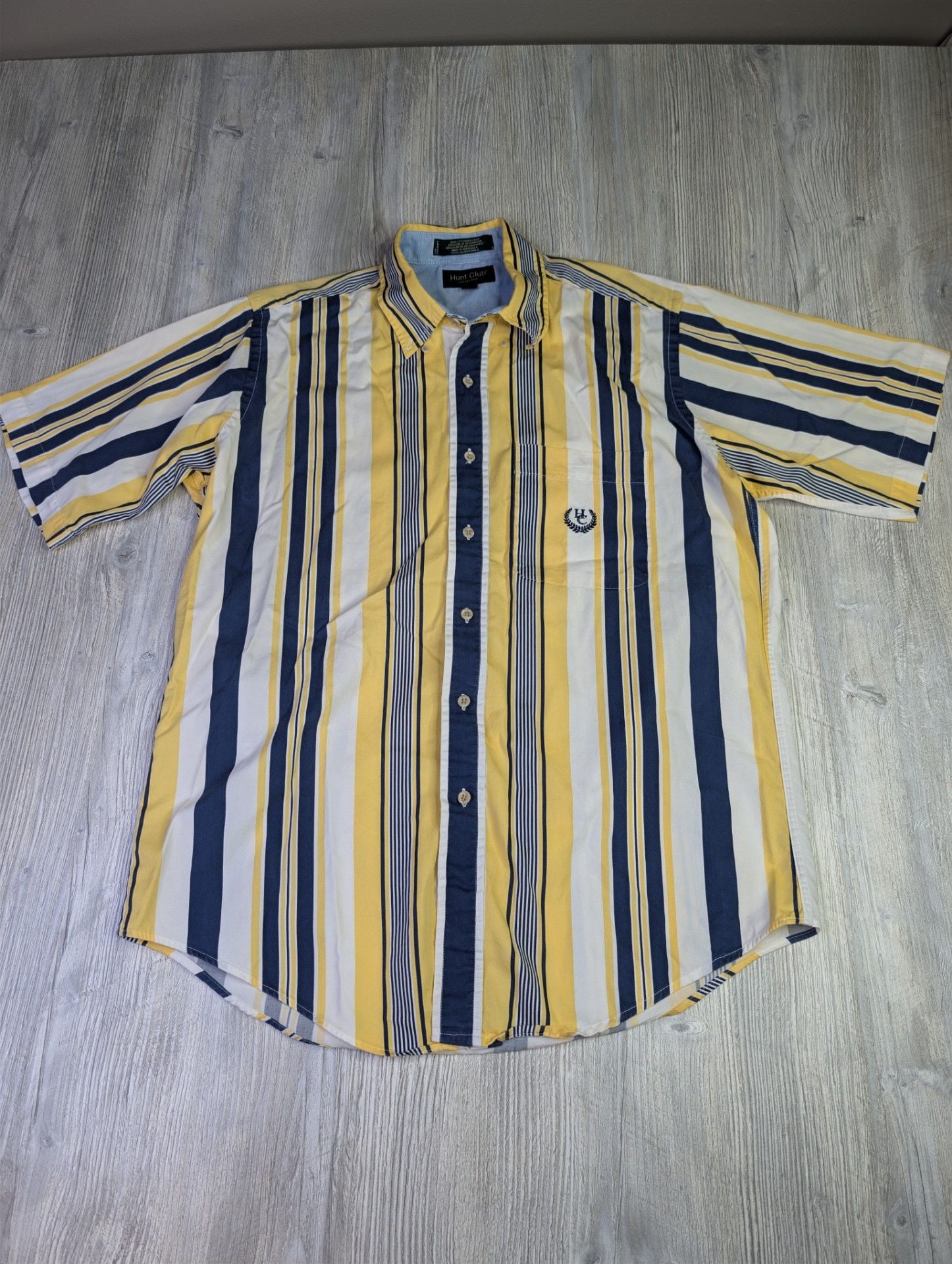 Hunt Club Collection Men's Short Sleeve Button-Down Striped Shirt M/M 2