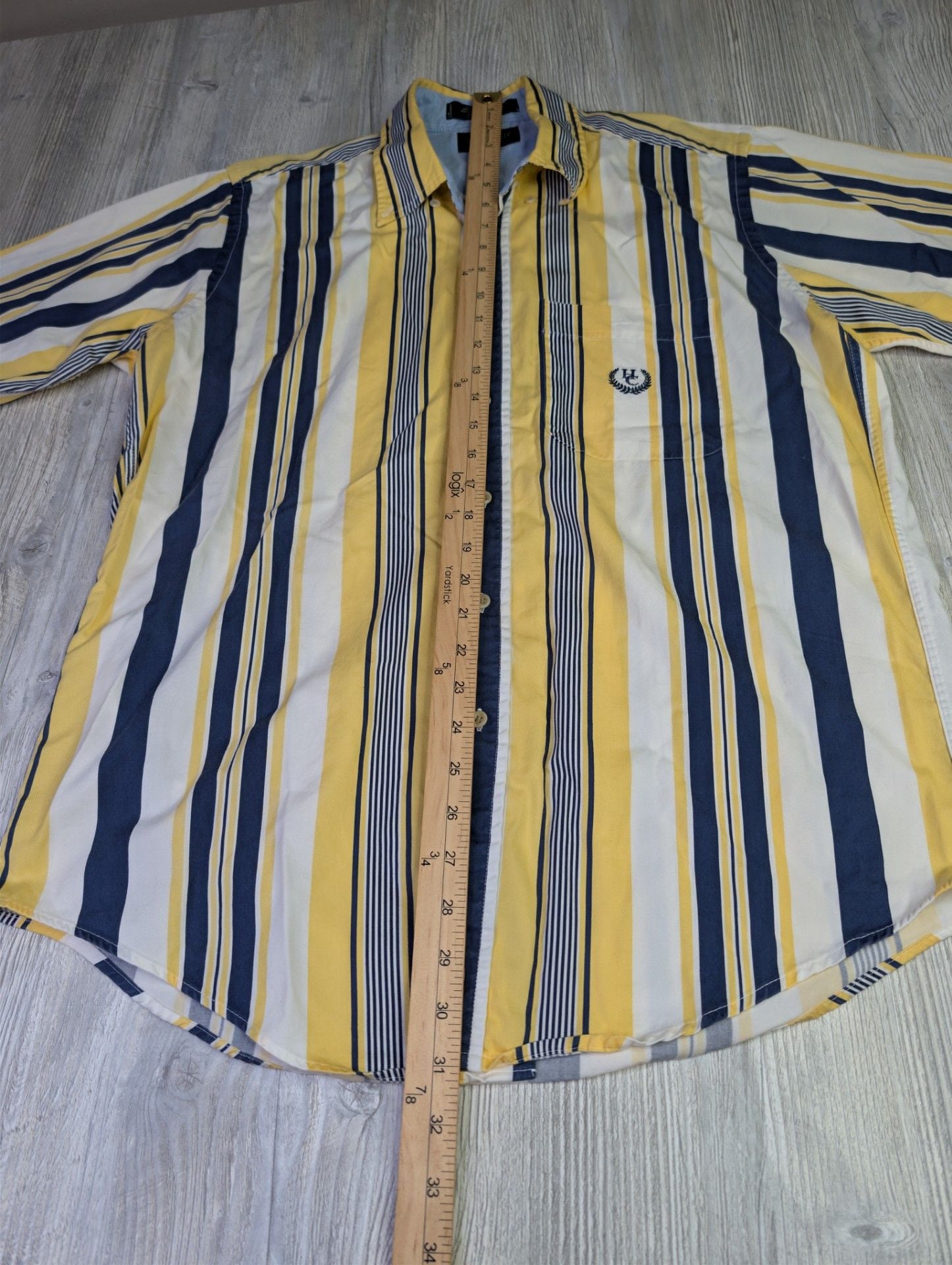 Hunt Club Collection Men's Short Sleeve Button-Down Striped Shirt M/M 6