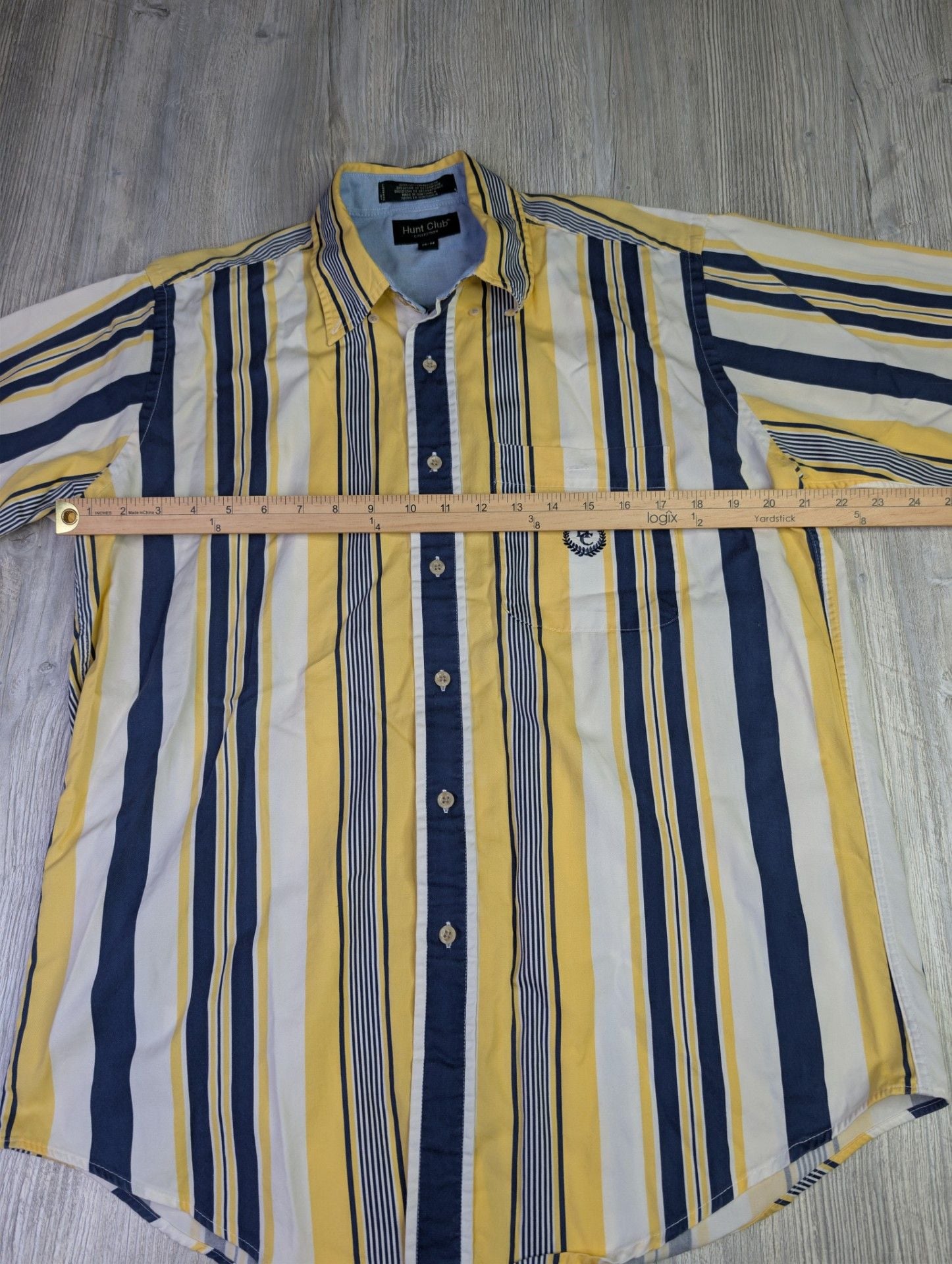 Hunt Club Collection Men's Short Sleeve Button-Down Striped Shirt M/M 7