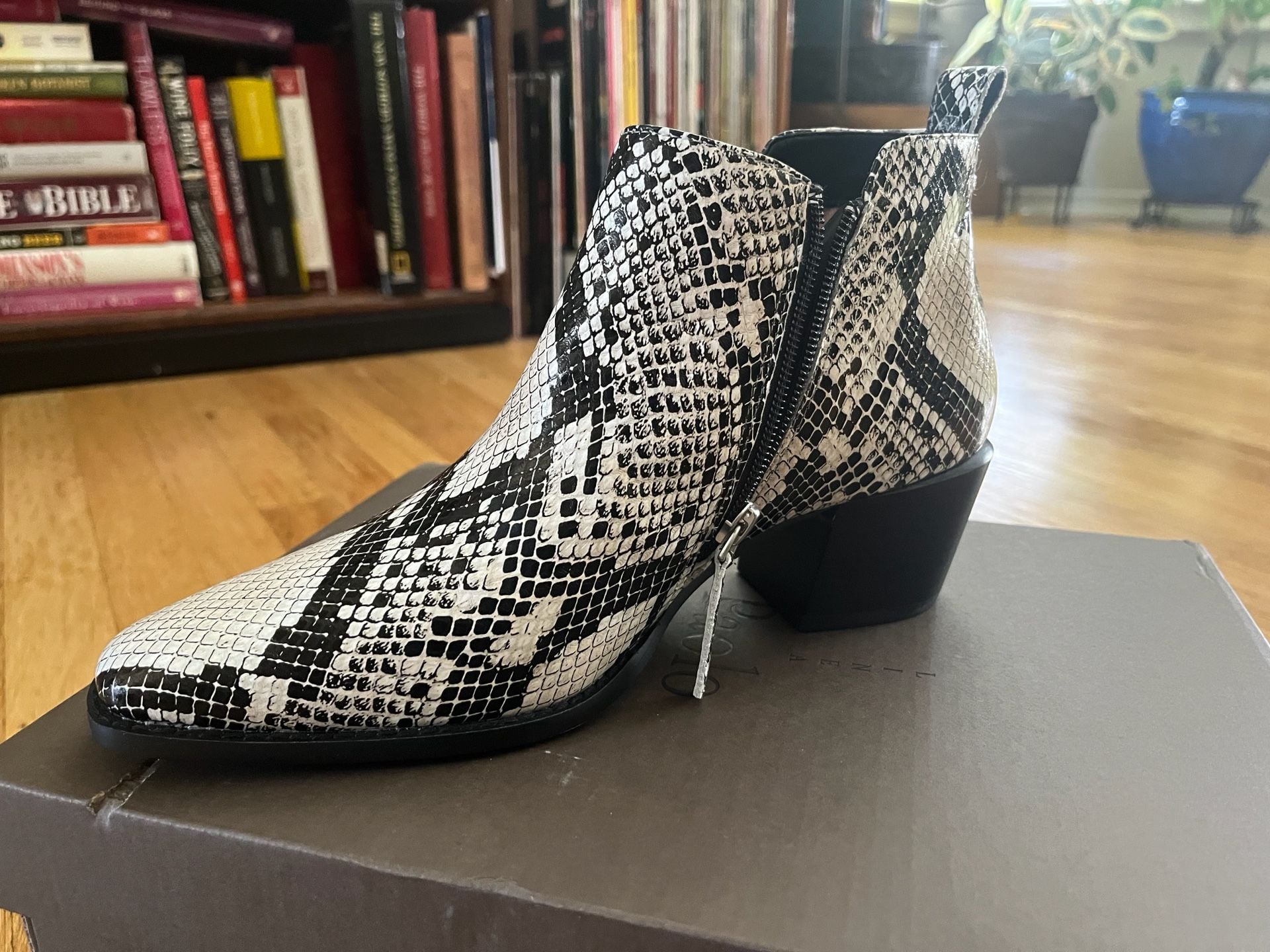 Linea Paolo Sochi Snake Print Leather Ankle Booties 2