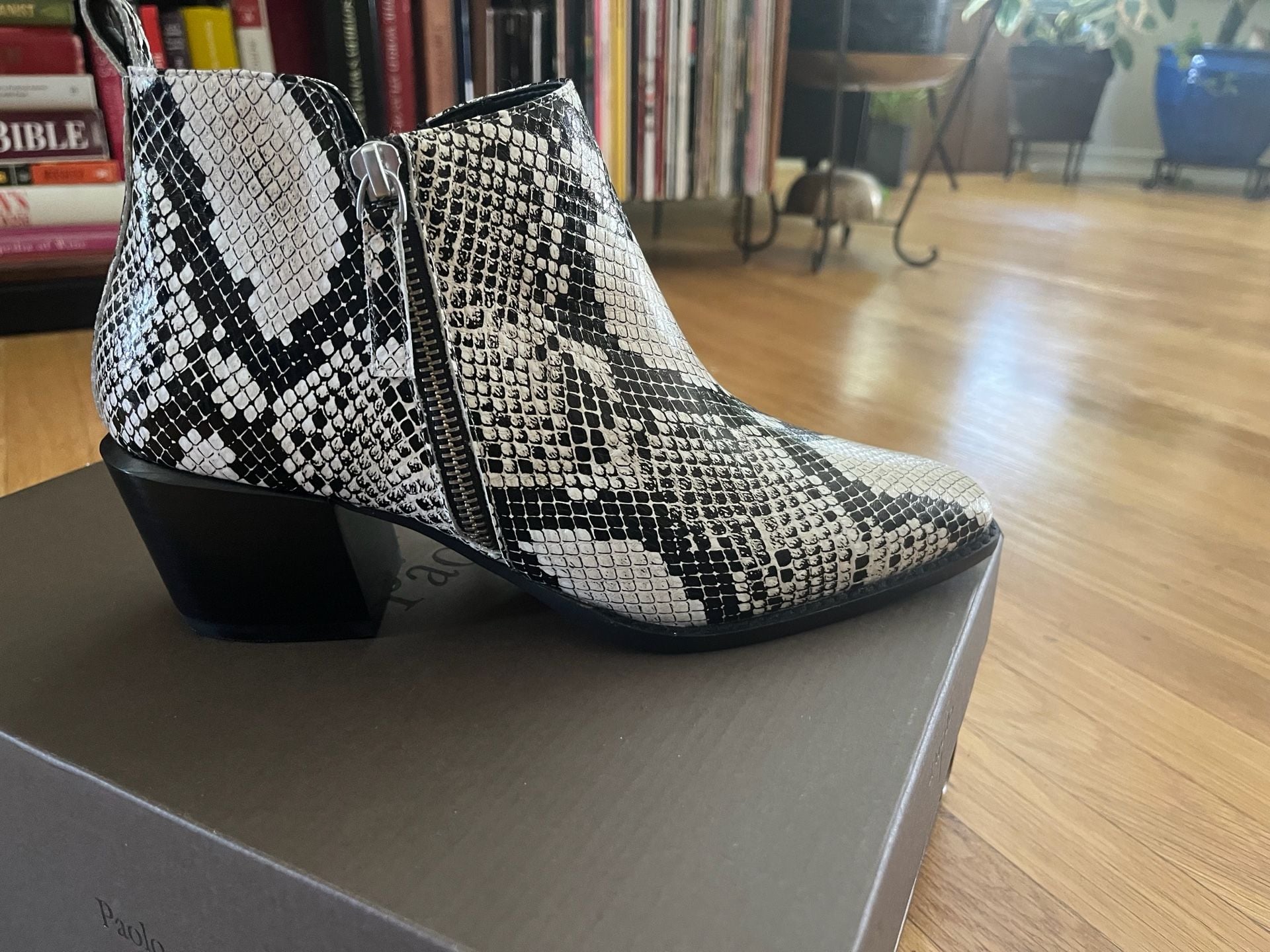 Linea Paolo Sochi Snake Print Leather Ankle Booties 3