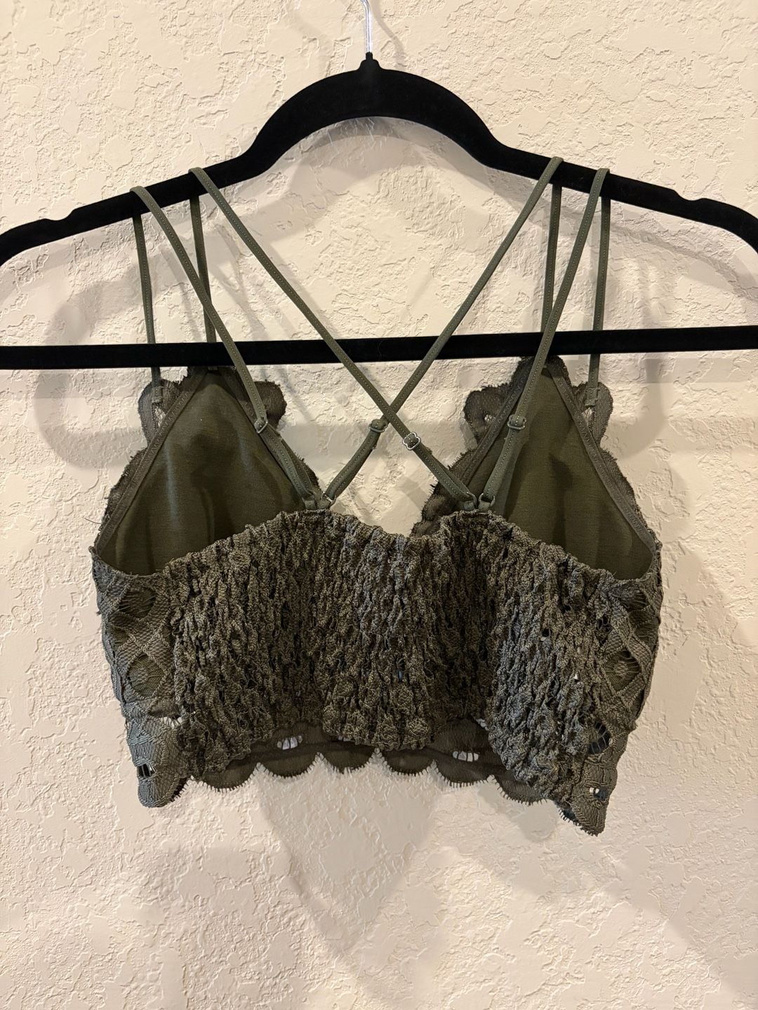 Wishlist Olive Green Floral Lace Crisscross Strap Bralette 3