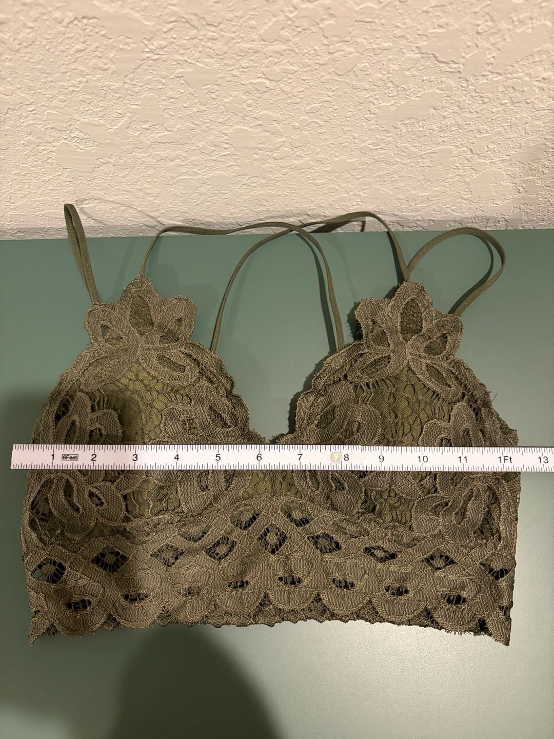 Wishlist Olive Green Floral Lace Crisscross Strap Bralette 6