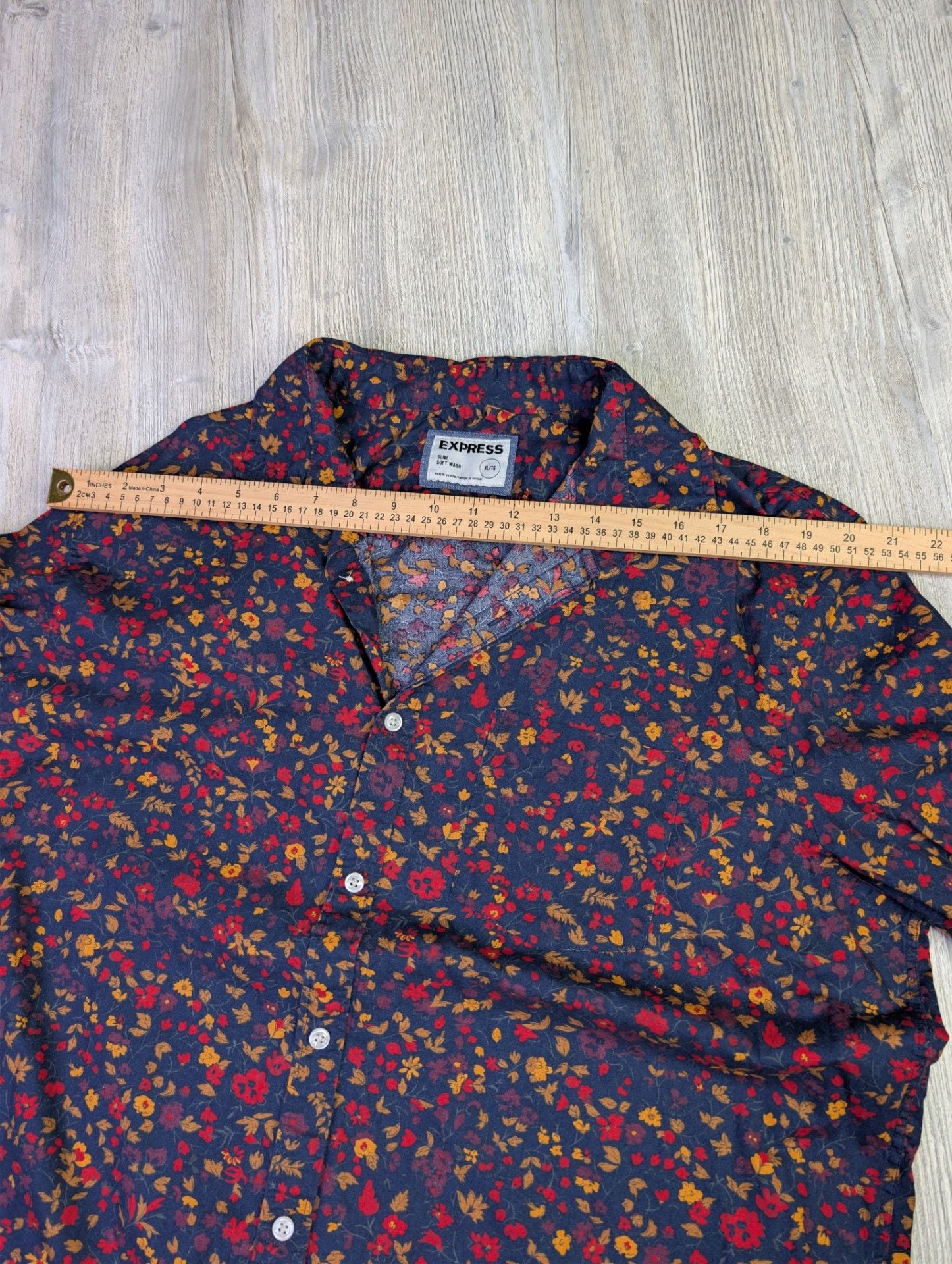 Express Slim Fit Soft Wash Floral Print Long Sleeve Button Down Shirt 6