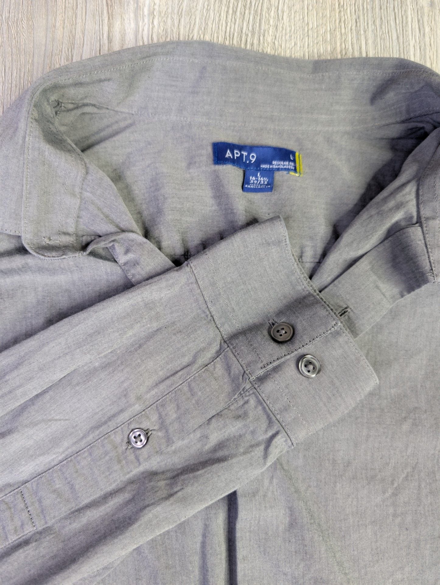 Apt. 9 Men's Long Sleeve Button Up Shirt Gray Size L 16-16.5 32/33 2