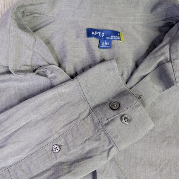 Apt. 9 Men's Long Sleeve Button Up Shirt Gray Size L 16-16.5 32/33