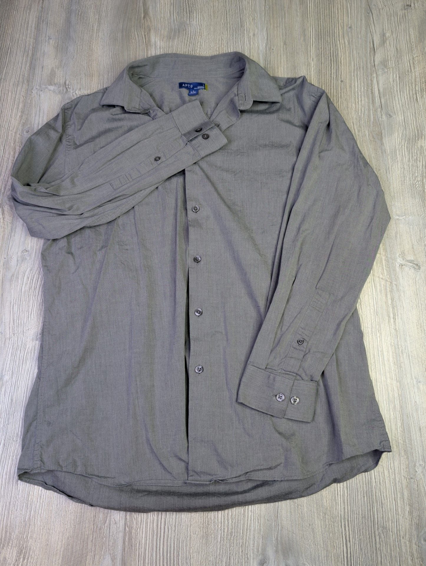 Apt. 9 Men's Long Sleeve Button Up Shirt Gray Size L 16-16.5 32/33 3