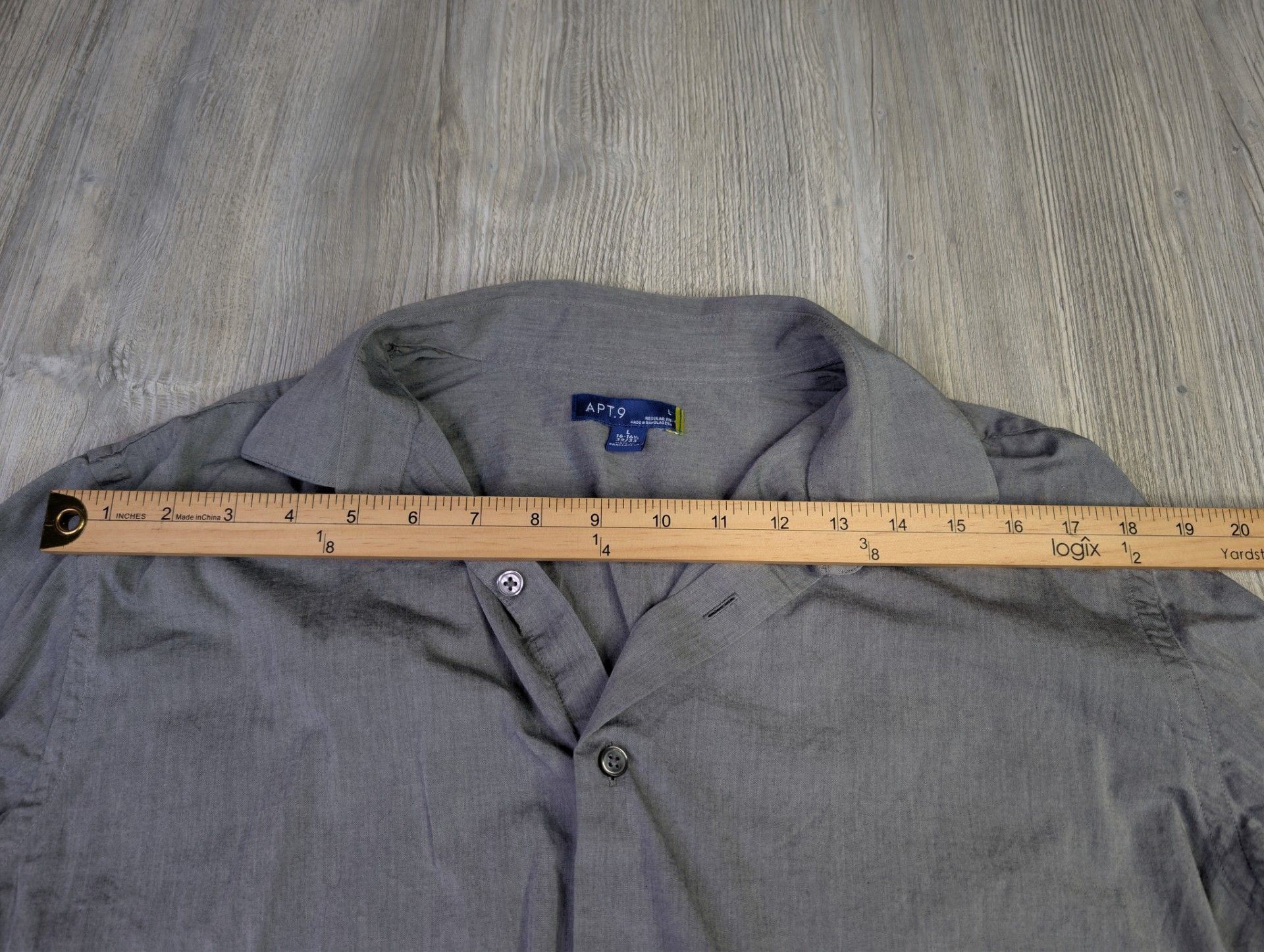 Apt. 9 Men's Long Sleeve Button Up Shirt Gray Size L 16-16.5 32/33 8