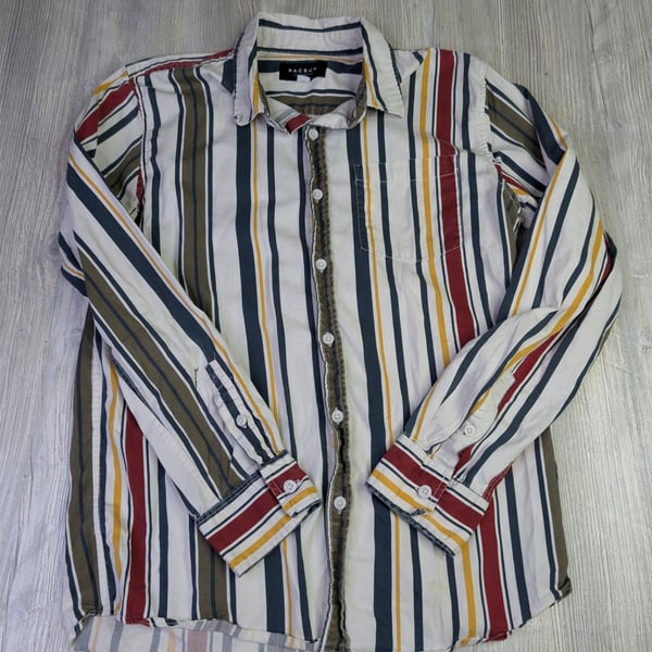 Pacsun Men's Multicolor Vertical Striped Long Sleeve Button-Down Shirt