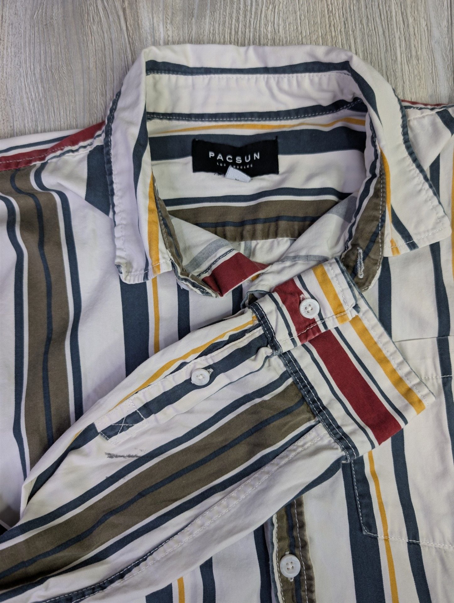 Pacsun Men's Multicolor Vertical Striped Long Sleeve Button-Down Shirt 3