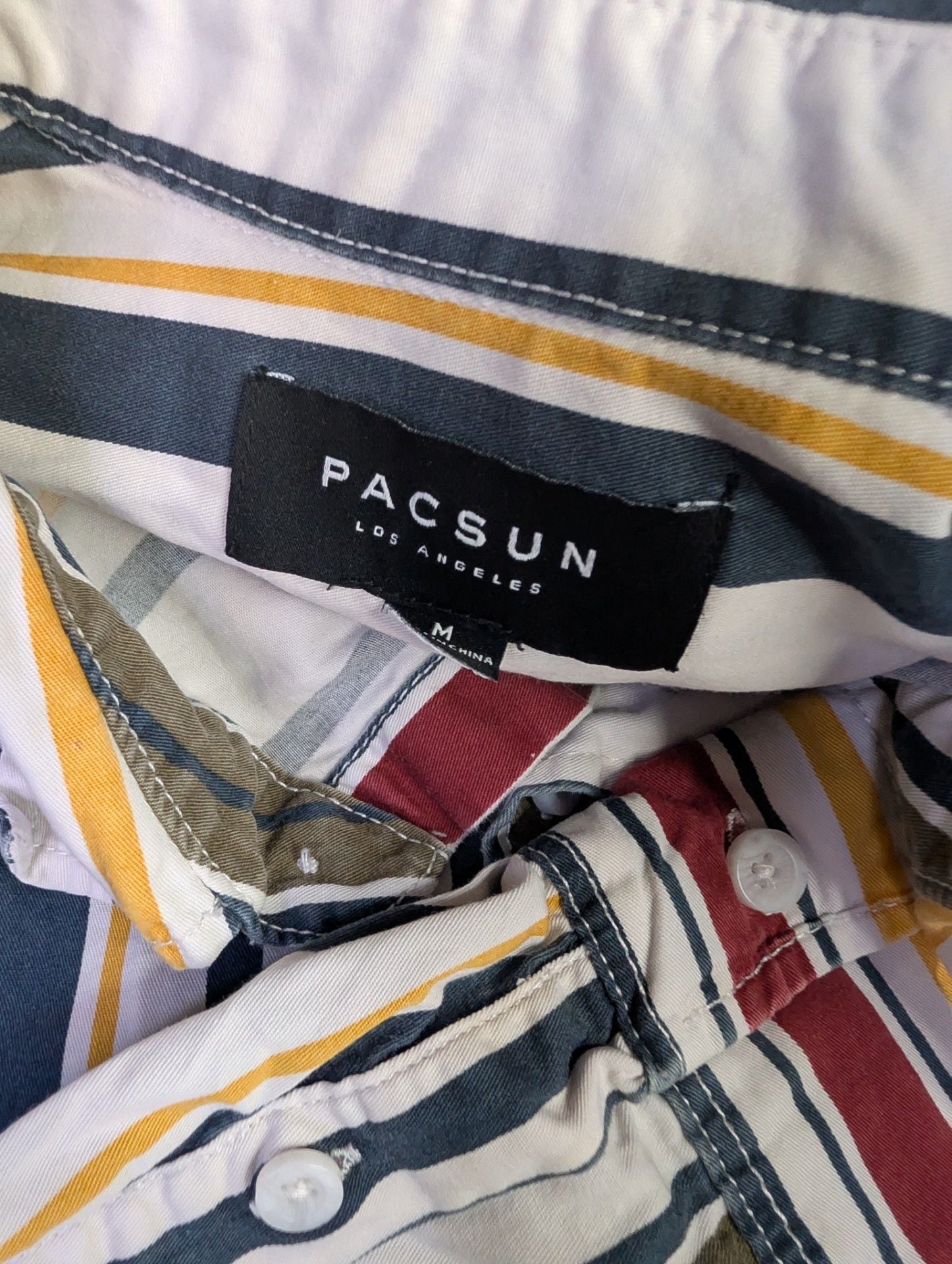 Pacsun Men's Multicolor Vertical Striped Long Sleeve Button-Down Shirt 4