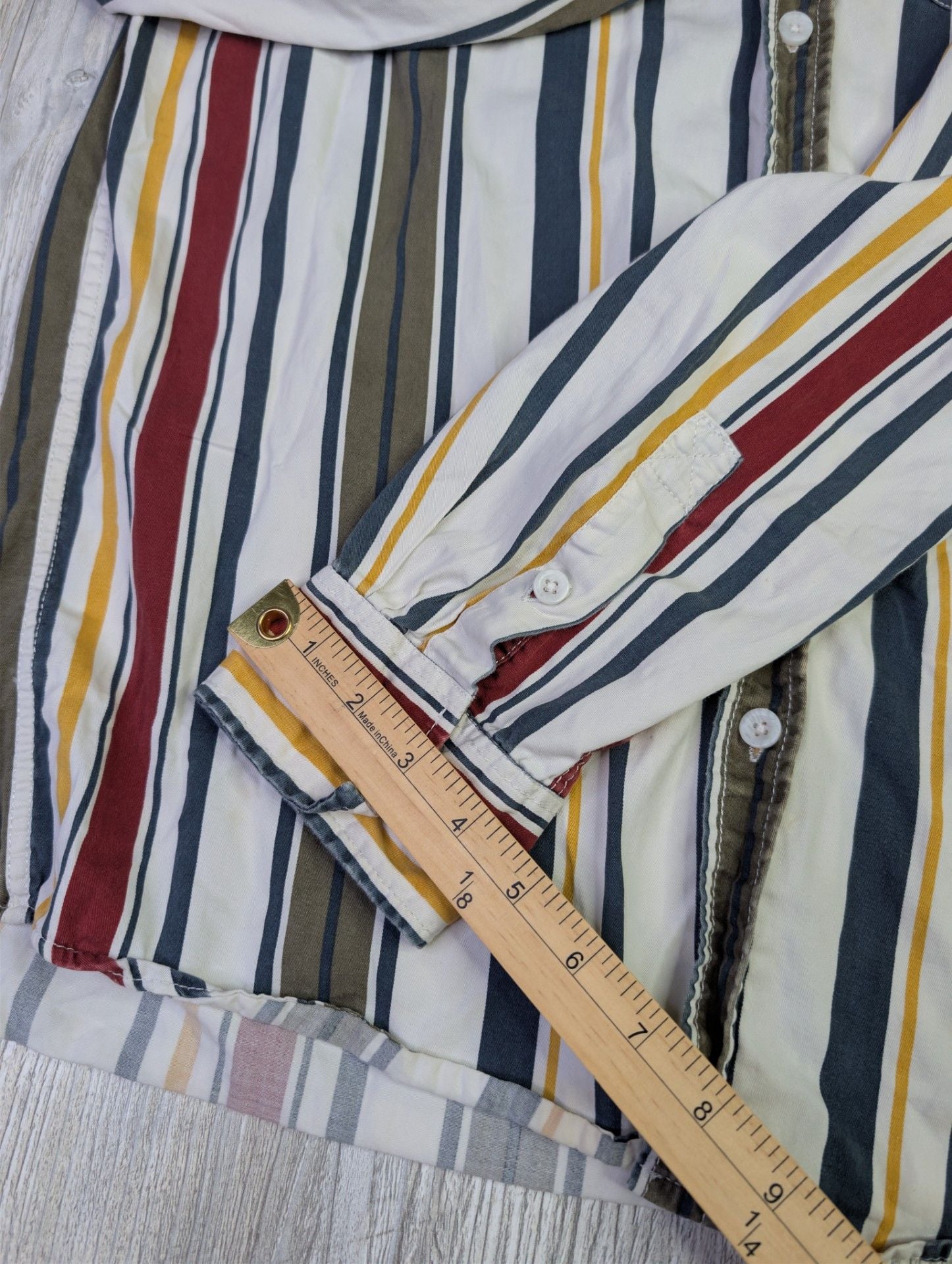Pacsun Men's Multicolor Vertical Striped Long Sleeve Button-Down Shirt 7
