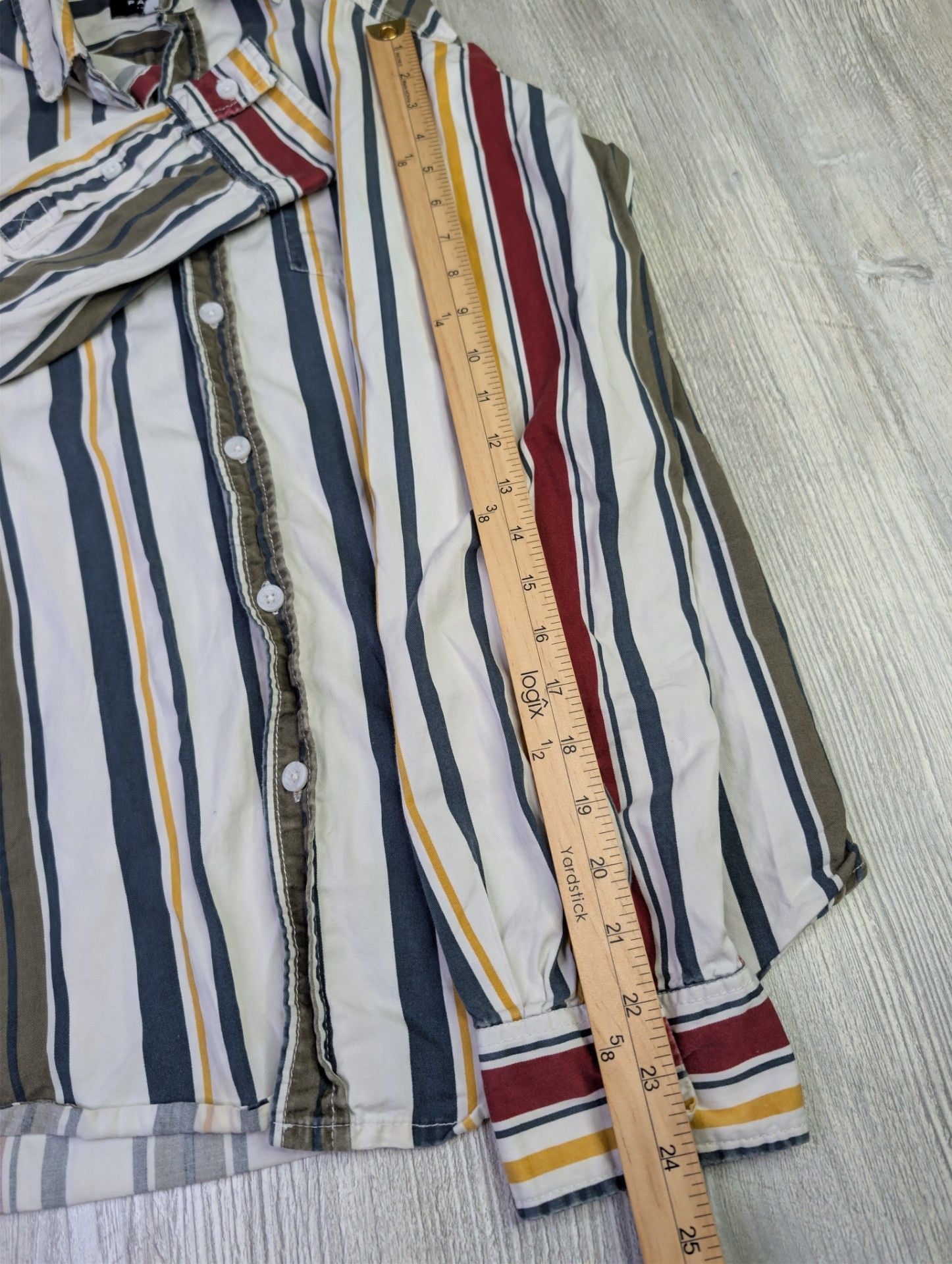 Pacsun Men's Multicolor Vertical Striped Long Sleeve Button-Down Shirt 8