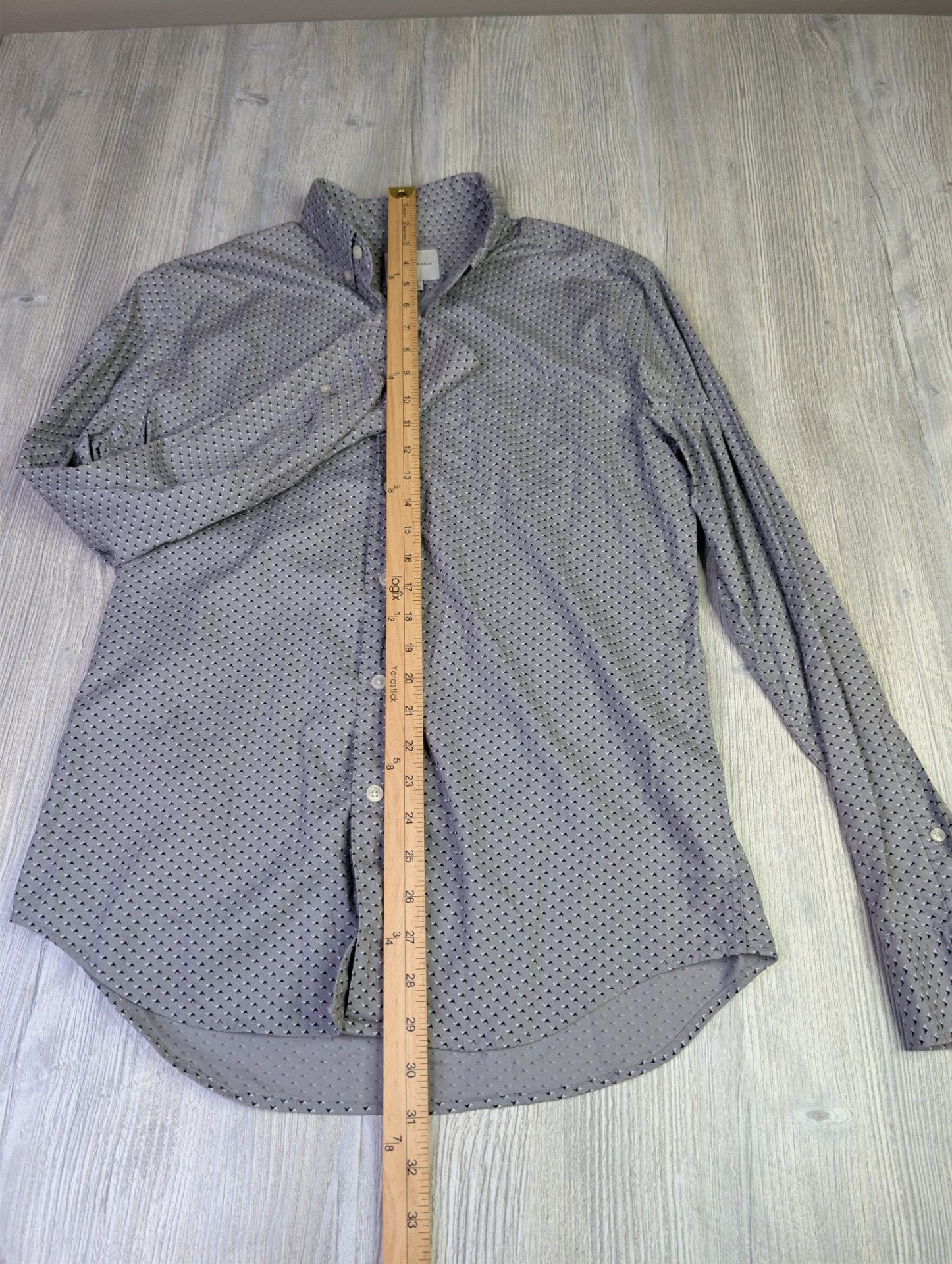 American Eagle Long Sleeve Geometric Print Button Down Shirt 4