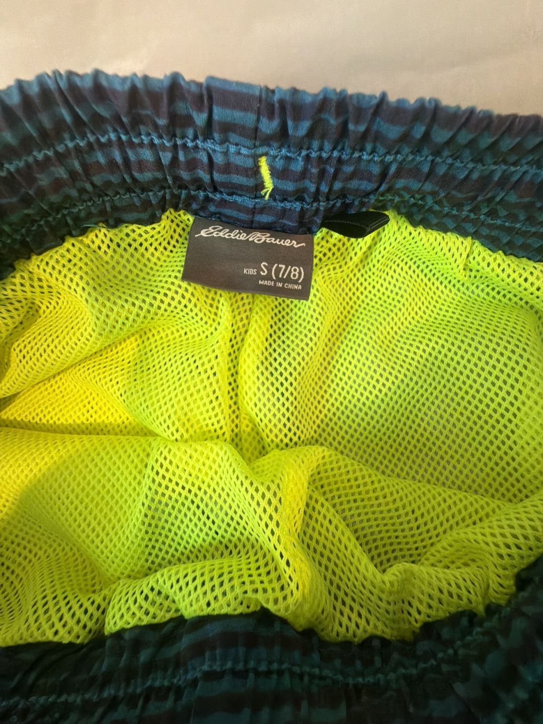 Eddie Bauer Boys Striped Swim Trunks with Mesh Lining Size Small 7/8 2