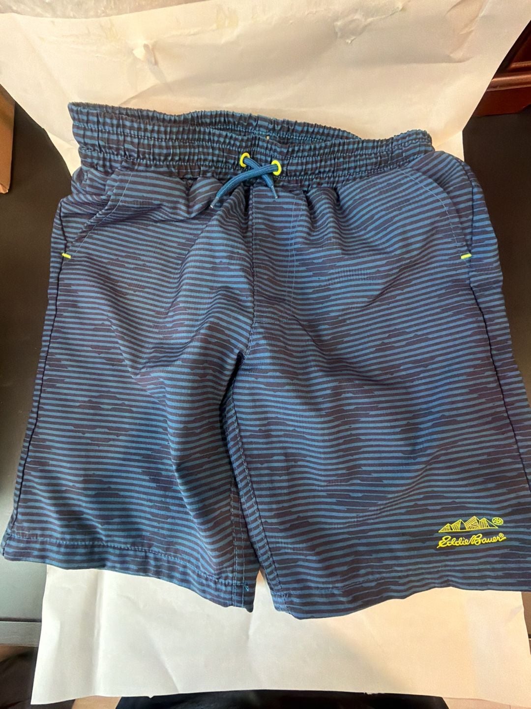 Eddie Bauer Boys Striped Swim Trunks with Mesh Lining Size Small 7/8 1