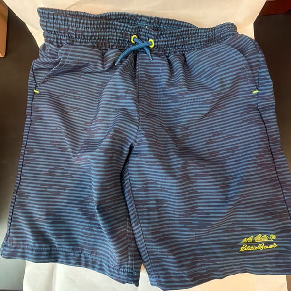 Eddie Bauer Boys Striped Swim Trunks with Mesh Lining Size Small 7/8