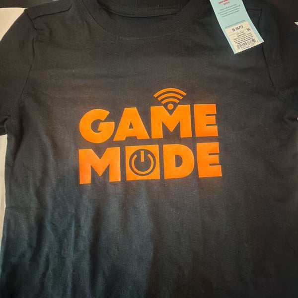 Cat & Jack Black Graphic Game Mode T-Shirt Size S (6/7)