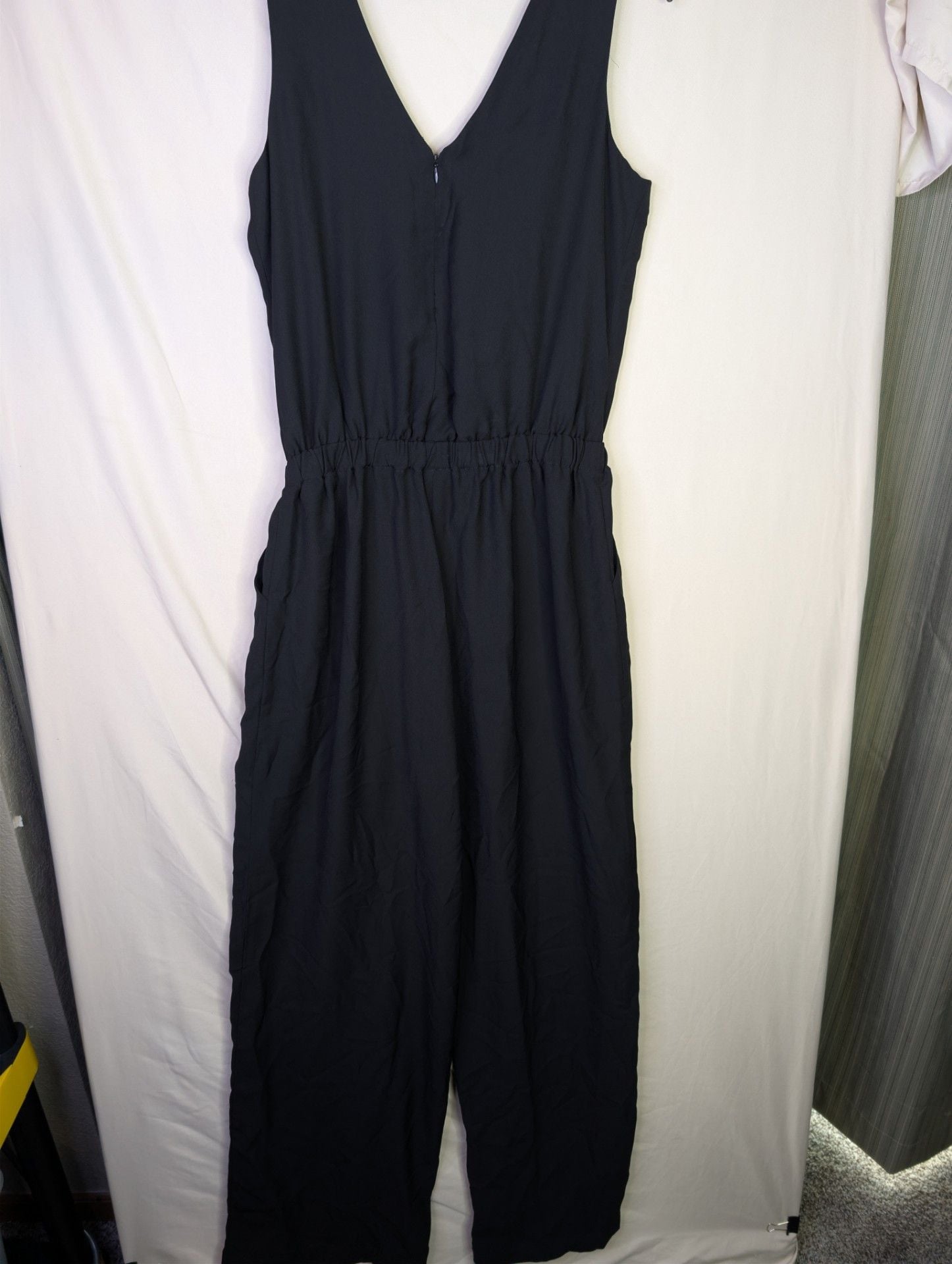 Oliver Grace Women's Black Sleeveless V-Neck Jumpsuit with Elastic Waist, SZ PM 8
