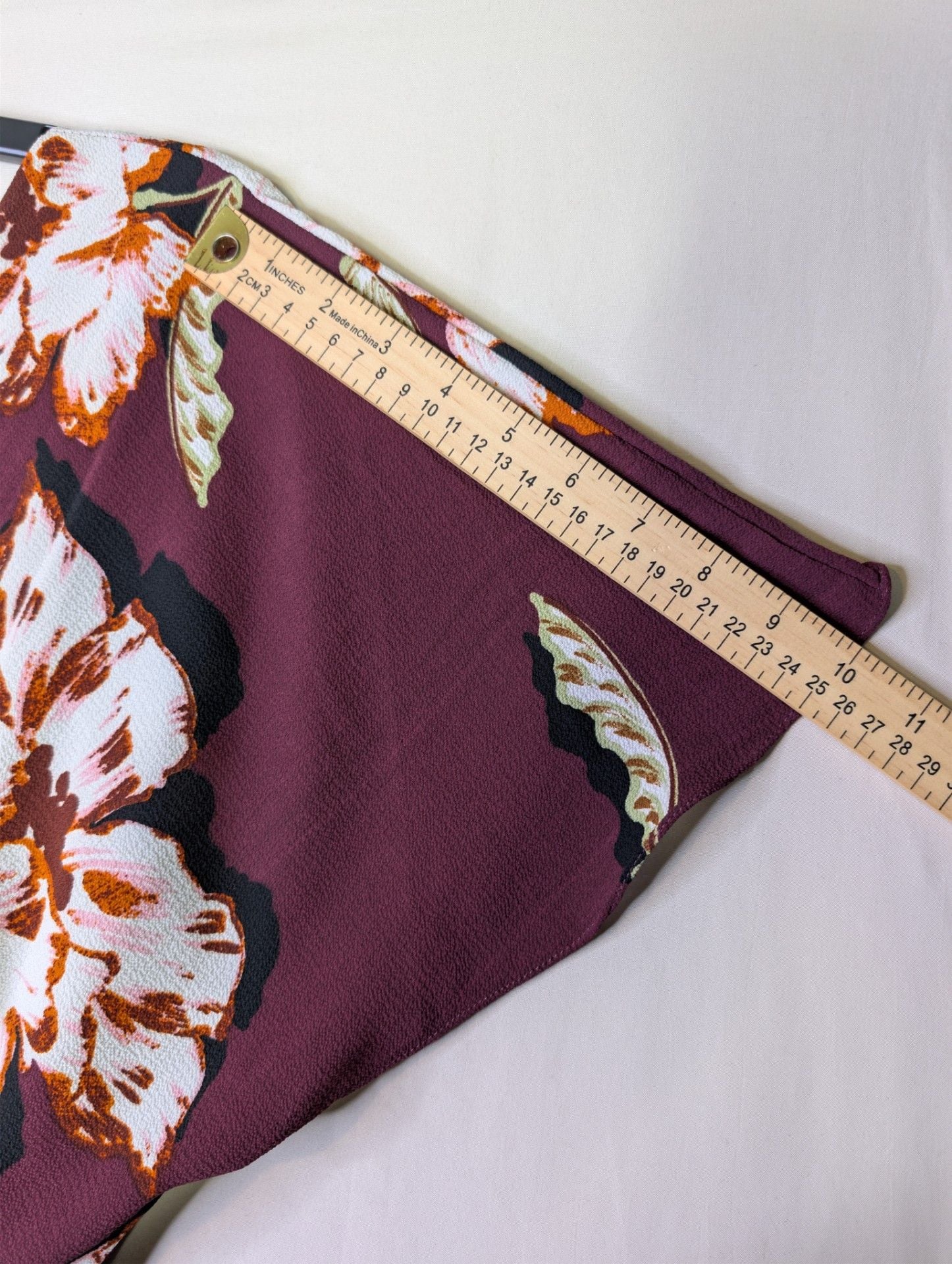 AUW Women's Burgundy Floral Print Faux Wrap Short Sleeve Jumpsuit 4