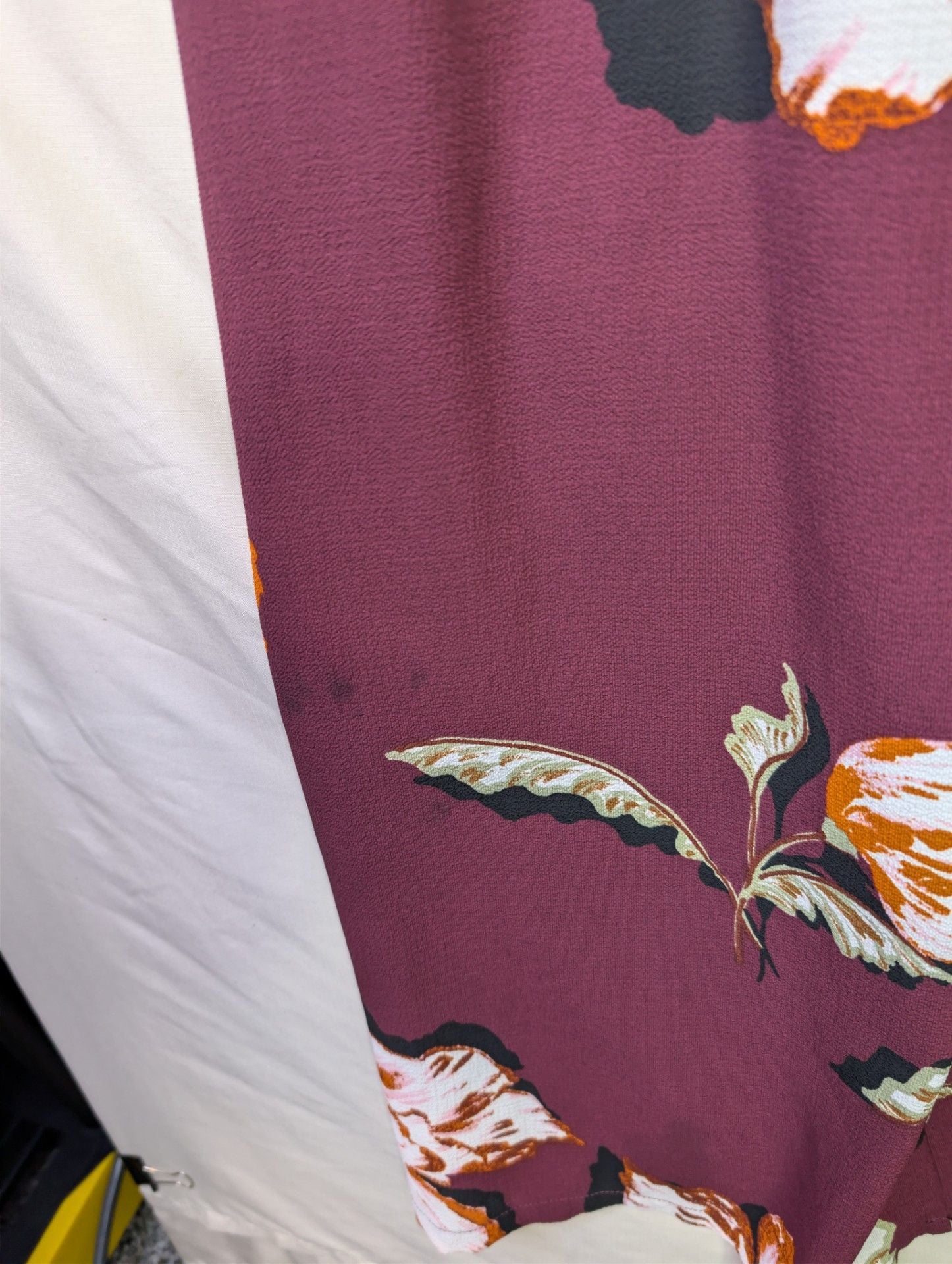 AUW Women's Burgundy Floral Print Faux Wrap Short Sleeve Jumpsuit 8