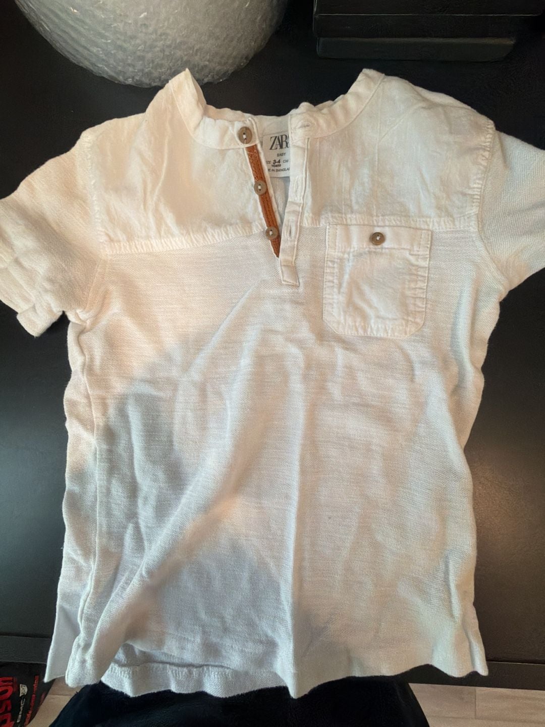 Zara Baby 2-Piece Set: Long Sleeve Tee and White Button-Down Henley Shirt 3/4 4