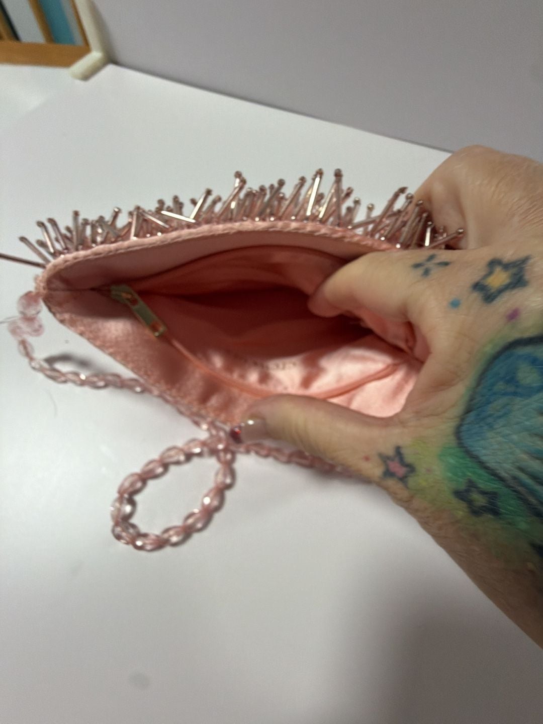 Crewcuts Pink Beaded Satin Evening Clutch Bag 4