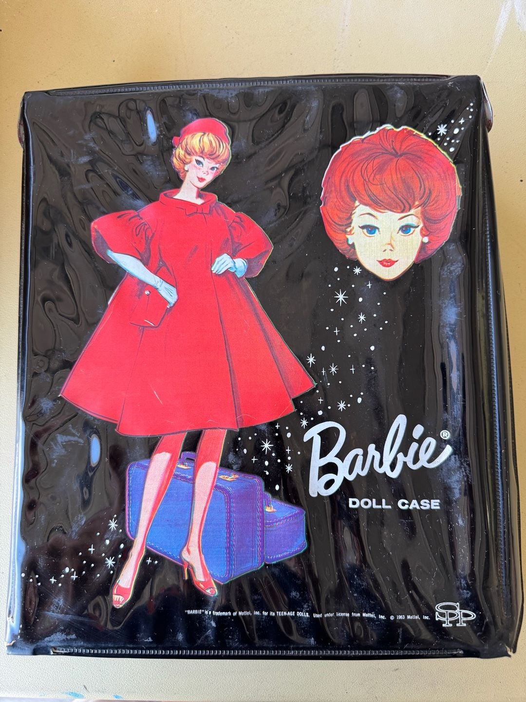 Vintage 1963 Mattel Barbie Doll Case Black Vinyl Carrying Case 1
