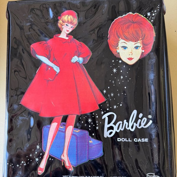 Vintage 1963 Mattel Barbie Doll Case Black Vinyl Carrying Case