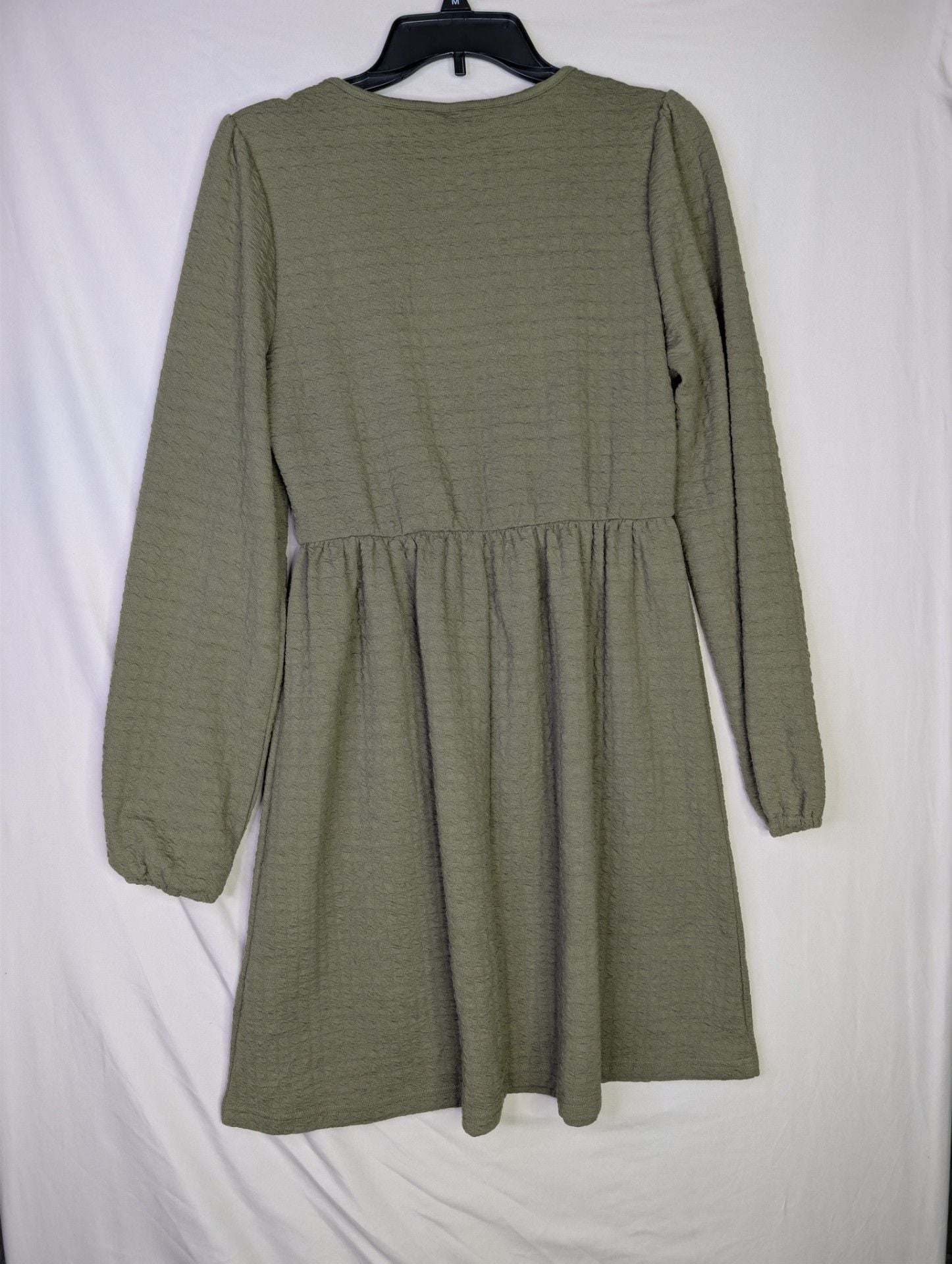 Doreyi Women's Long Sleeve Square Neck Textured Babydoll Dress 7
