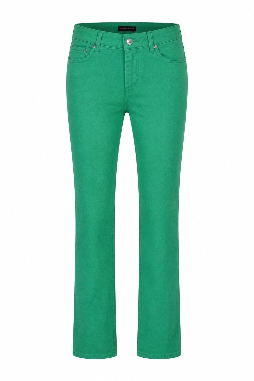 Decoded Women's Green Straight Leg Denim Jeans with Rhinestone Button 2