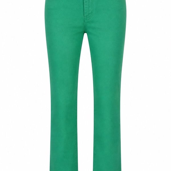 Decoded Women's Green Straight Leg Denim Jeans with Rhinestone Button
