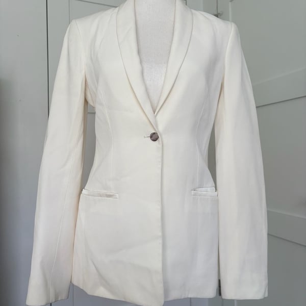 The Row Off-White Single-Breasted Shawl Collar Blazer