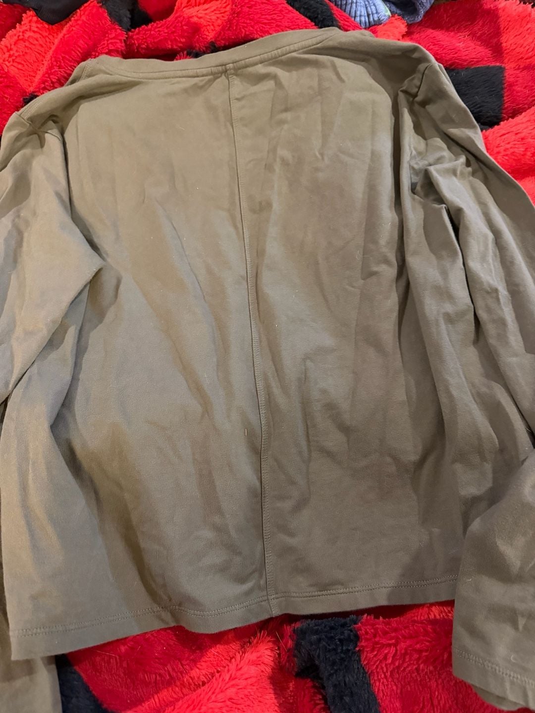 Athleta Olive Green V-Neck Long Sleeve Pullover Top 3