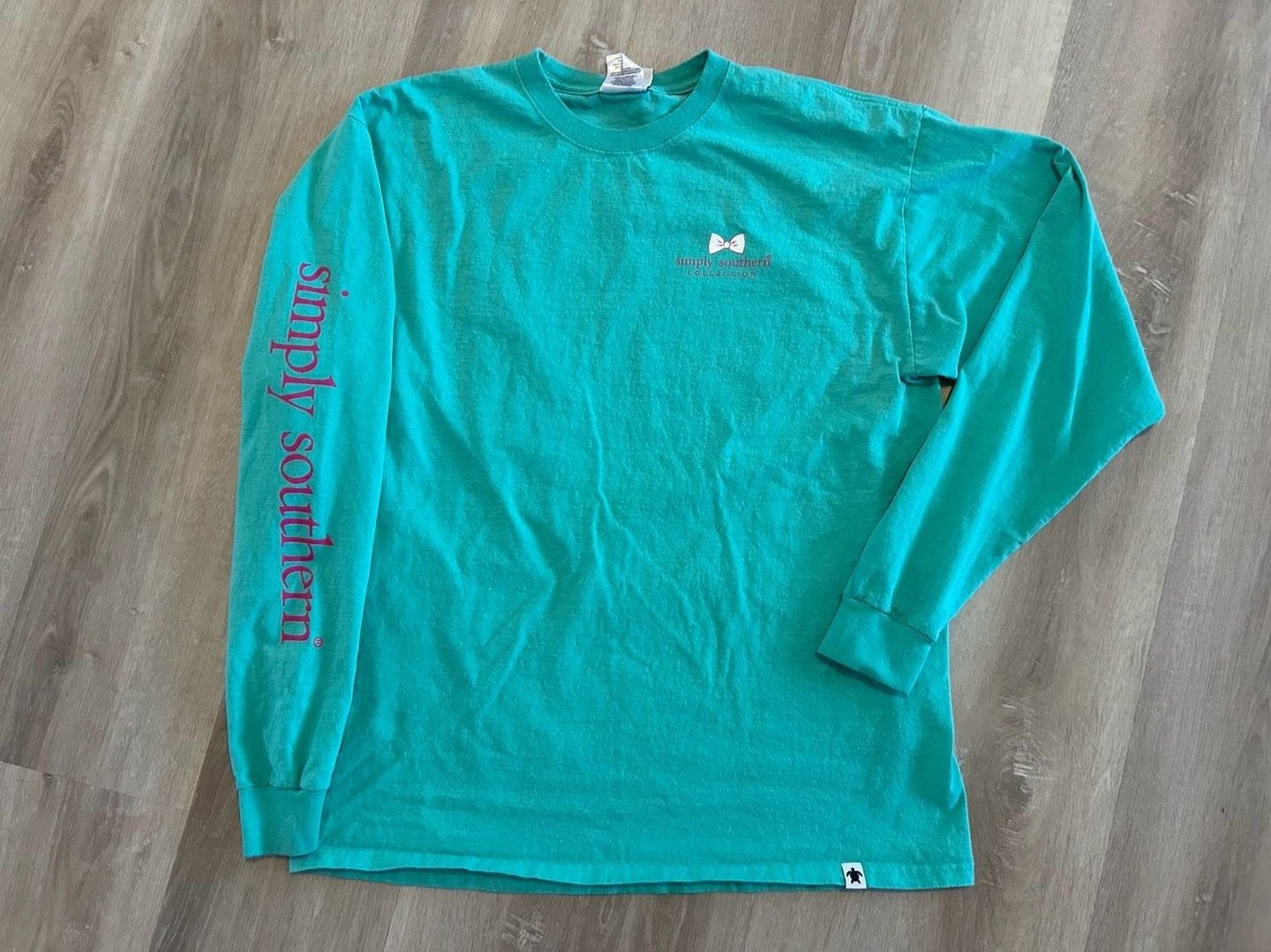 Simply Southern Jeep Hair Don't Care Long Sleeve Graphic T-Shirt Teal Large 2