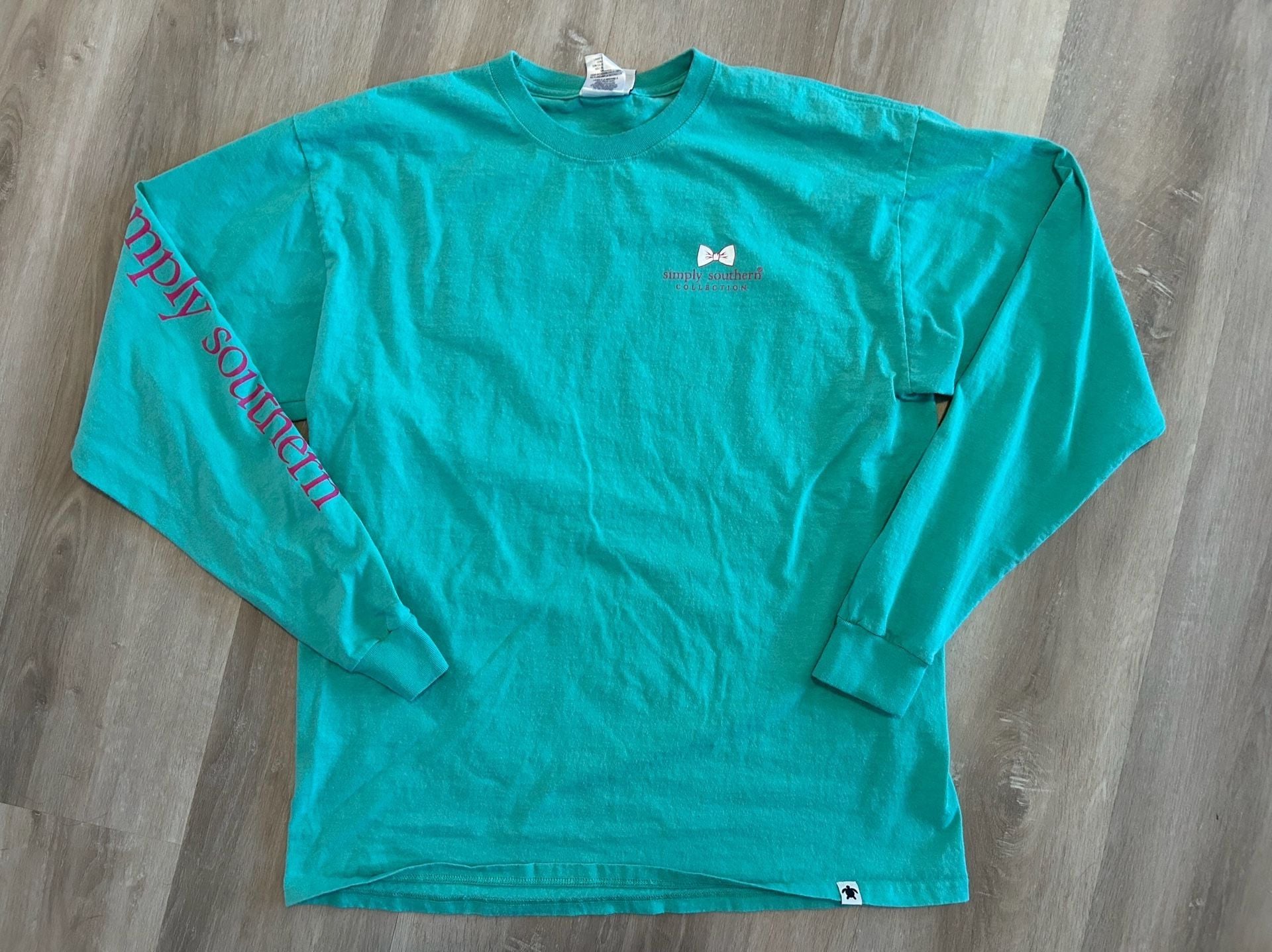 Simply Southern Jeep Hair Don't Care Long Sleeve Graphic T-Shirt Teal Large 3